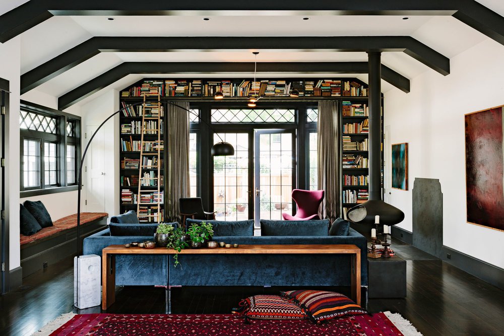 “The Library House” by designer  Jessica Helgerson . Once an actual library, this home still reveres its books.