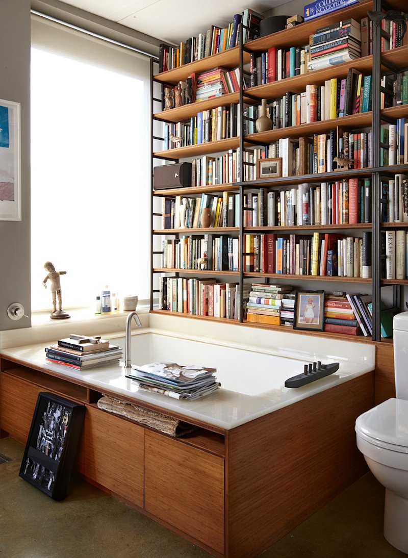 Writer Michael Cunningham has the right idea. Bathtub + books = genius (Source:  FSG Work in Progress )